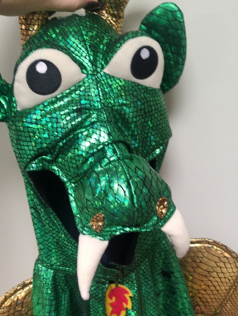 Green Sparkle Dragon Kids Halloween Costume Hood